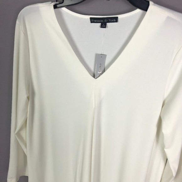 Preston & York Ivory Paige Knit V Neck Blouse Size Small - Picture 2 of 10